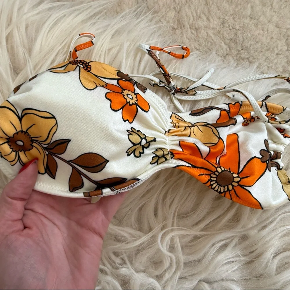 triangl swimwear White Floral Bikini with Orange & Yellow Flowers